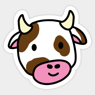 Cute cartoon dairy cow doodle brown spots Sticker